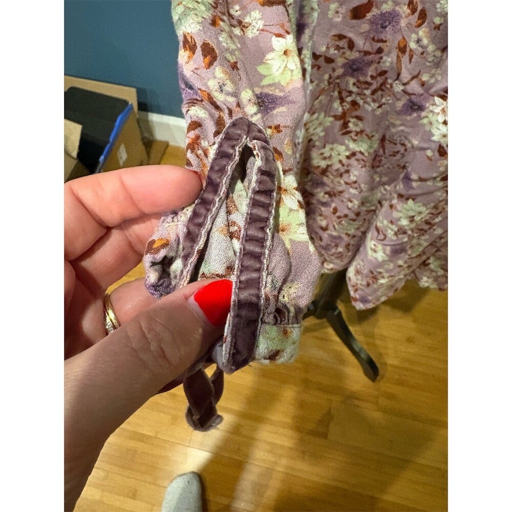 Mossimo Dress Womens Size L Purple Floral Shift Knee Length Long Sleeve - Picture 4 of 9